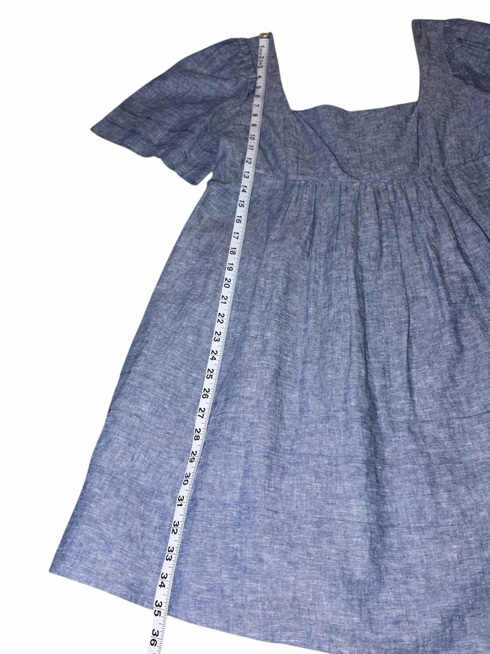 EUC Draper James Linen Cotton Blue Chambray Dress Summer Medium Granola Capsule - Picture 7 of 7